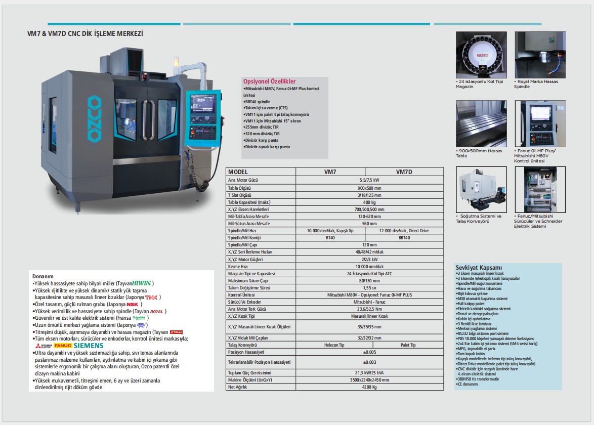 VM7 [amp] VM7D CNC DİK İŞLEME